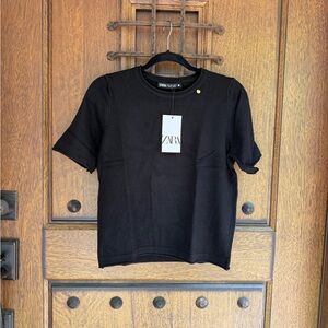Zara Black Short Sleeve Top size M